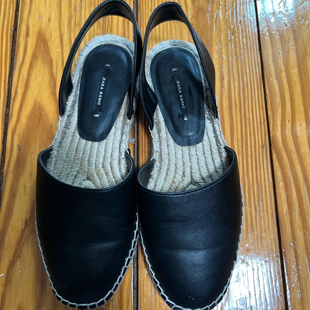 Zara basic black espadrille sandal size 36